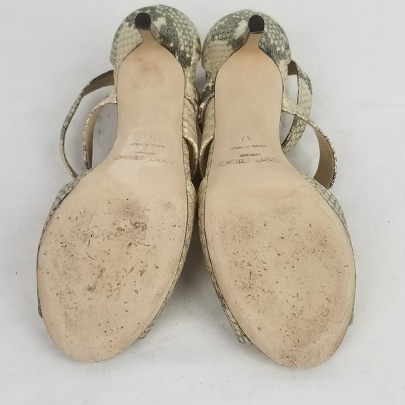 Jimmy Choo Beige Glitter Strappy Sandals size 37 - Picture 7 of 13